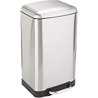Amazon Basics Rectangle Soft-Close Trash Can with Steel Bar Pedal- Nickel- 20L